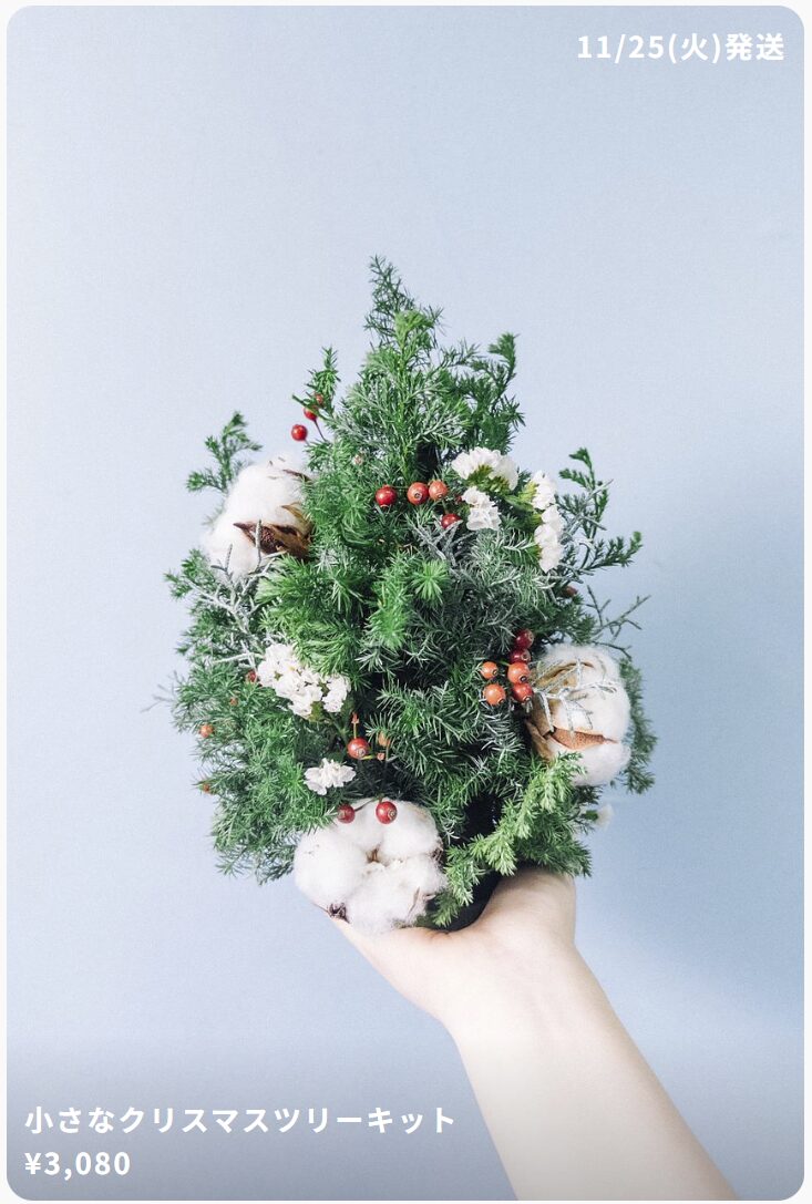FLOWERでのクリスマスツリーキットの販売ページ