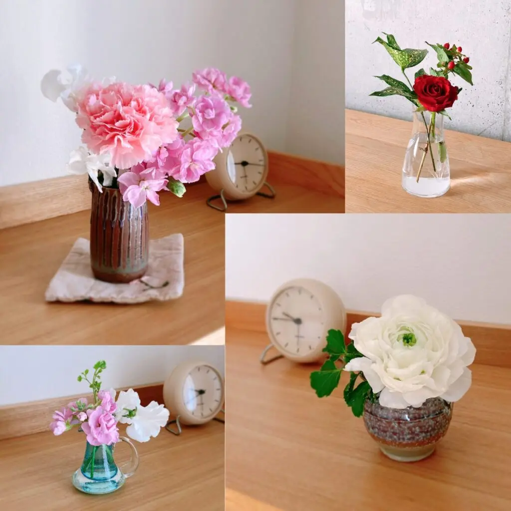 小さい花瓶の飾り方｜余った小さな花・短くなった花を最後まで楽しむ
